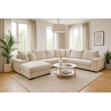 Slaapbank met opbergruimte  | U-bank Gaia met luxe stoffen en kleuren naar keuze!