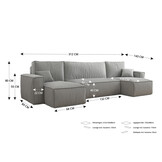 2dekans U-bank Karlo Creme - Slaapbank met opbergruimte -  4 zits [Niet in originele verpakking]