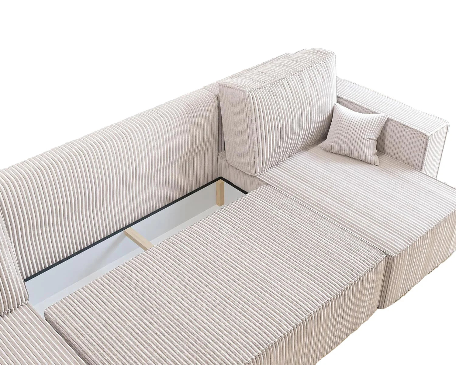2dekans U-bank Karlo Creme - Slaapbank met opbergruimte -  4 zits [Niet in originele verpakking]