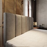 OP=OP Opberg boxspring met lade Monza - 180 x 200 Donkerbeige - Incl. 2x Firm pocketveringmatrassen