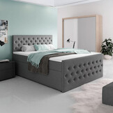 OP=OP Opberg boxspring Andy - 180 x 200 Antraciet - 40 cm opbergboxen + Voetbord met TV-lift