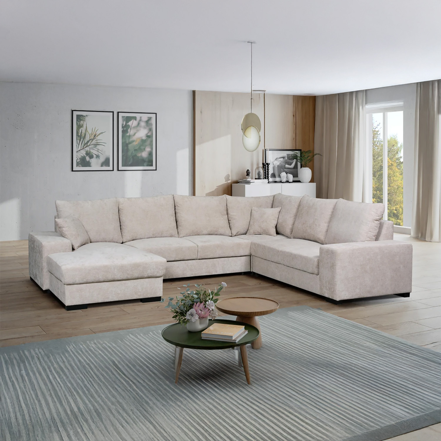 Slaapbank met opbergruimte  | U-bank Gaia met luxe stoffen en kleuren naar keuze!