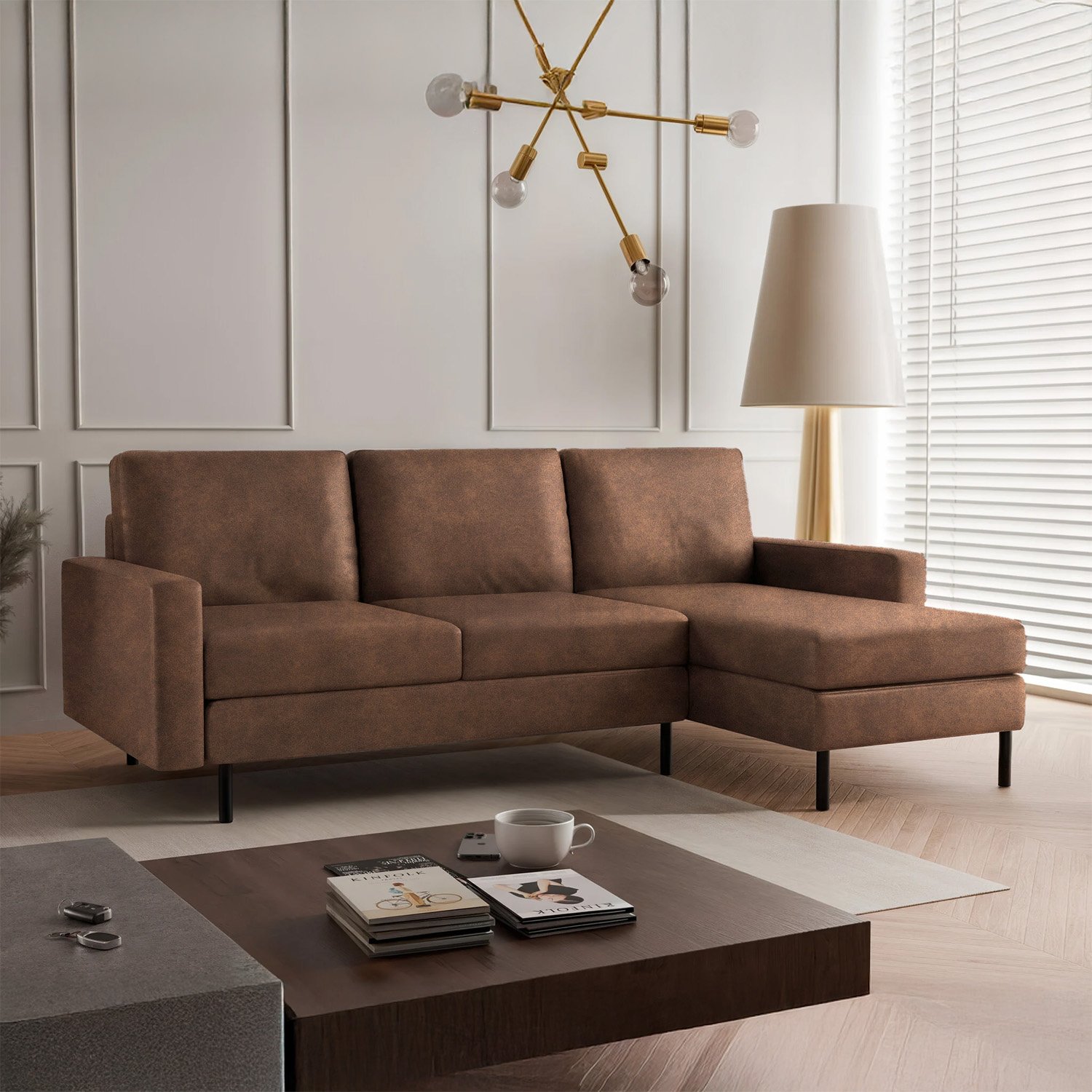 Hoekbank Hawaii - Suède Leder Look - Universeel - 3 zits - In 6 luxe kleuren!