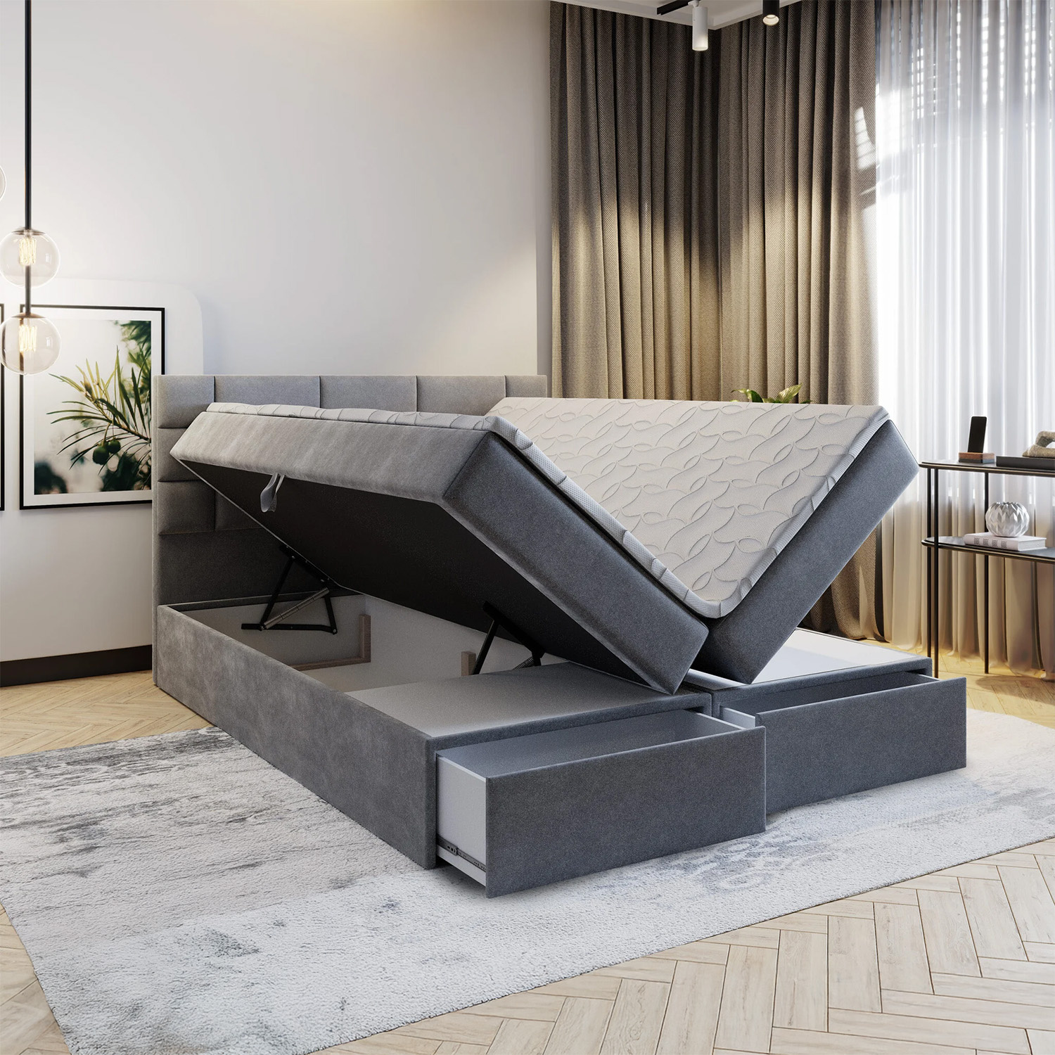 Stel zelf je opberg boxspring met lade naar wens samen !