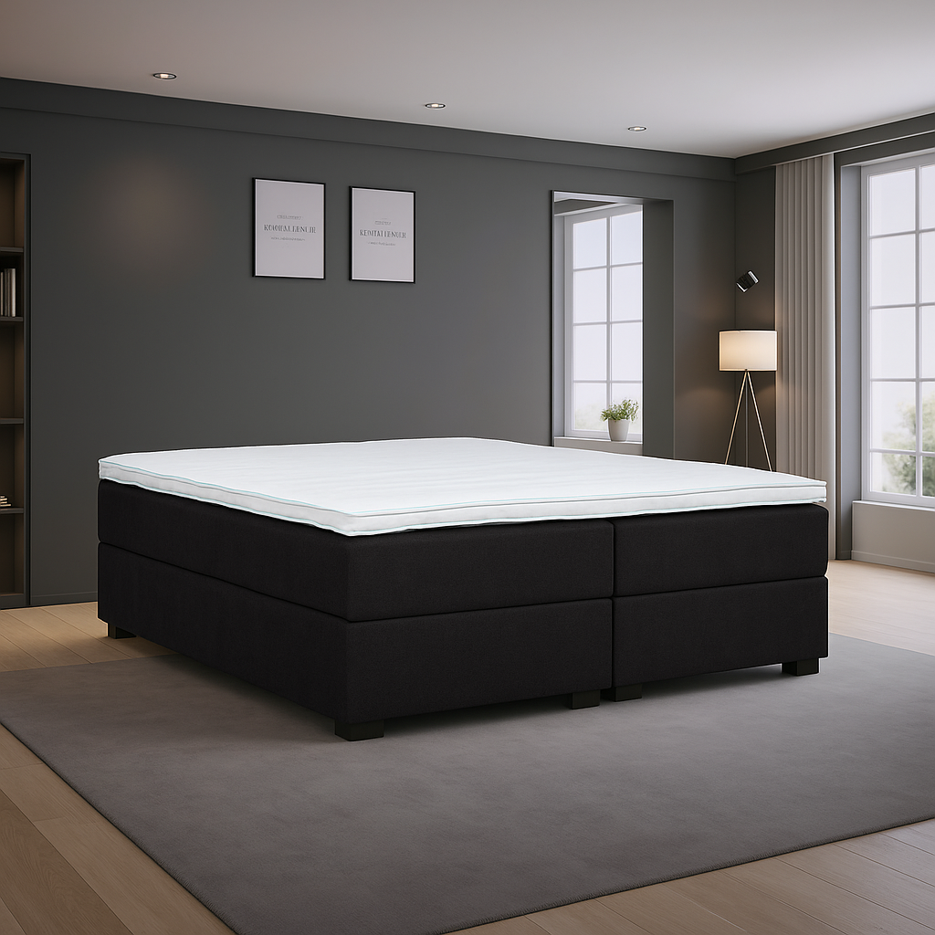 2dekans Opberg boxspring - Antislip - 160 x 200 Antraciet - Pocketvering 500 - Zonder Hoofdbord - (Gaten in opbergruimte)