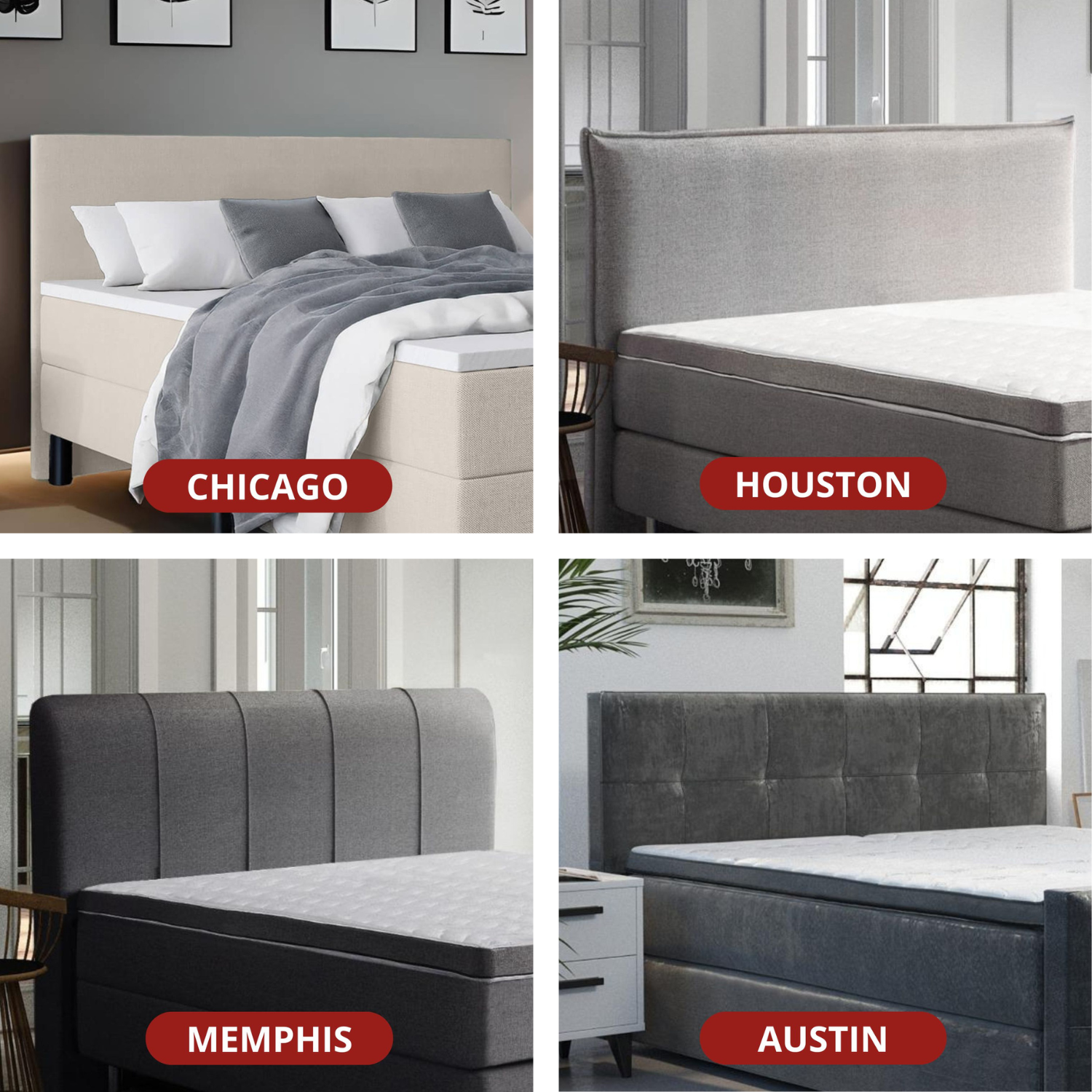 Stel zelf de boxspring met opbergruimte Comfort naar wens samen!