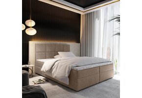 2dekans Opberg boxspring Levi 140 x 200 Beige - Stofschade Hoofdbord (Niet zichtzijde)