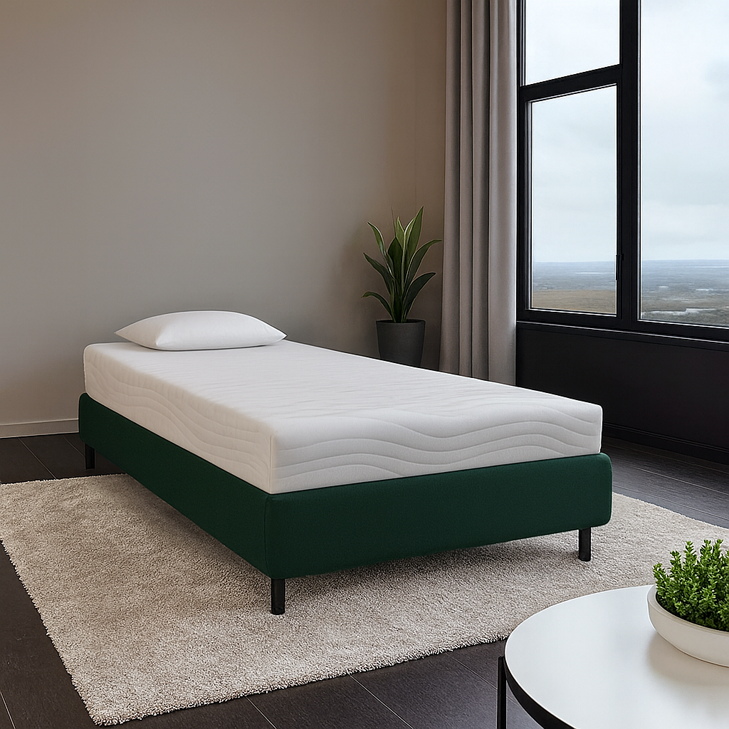 OP=OP Boxspring Student 90 x 200 Kunstleer Groen - Zonder Hoofdbord