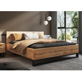 2dekans Houten Bed Halmstad - WotanEiken - 160 x 200 + Nachtkastje Met Lade (Niet in originele verpakking)