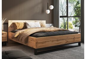2dekans Houten Bed Halmstad - WotanEiken - 160 x 200 + Nachtkastje Met Lade (Niet in originele verpakking)