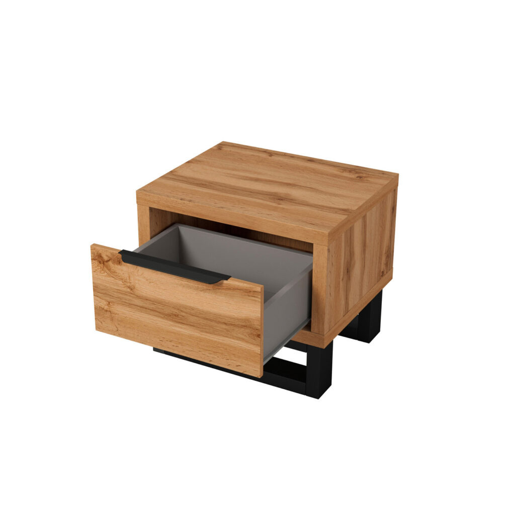 2dekans Houten Bed Halmstad - WotanEiken - 160 x 200 + Nachtkastje Met Lade (Niet in originele verpakking)