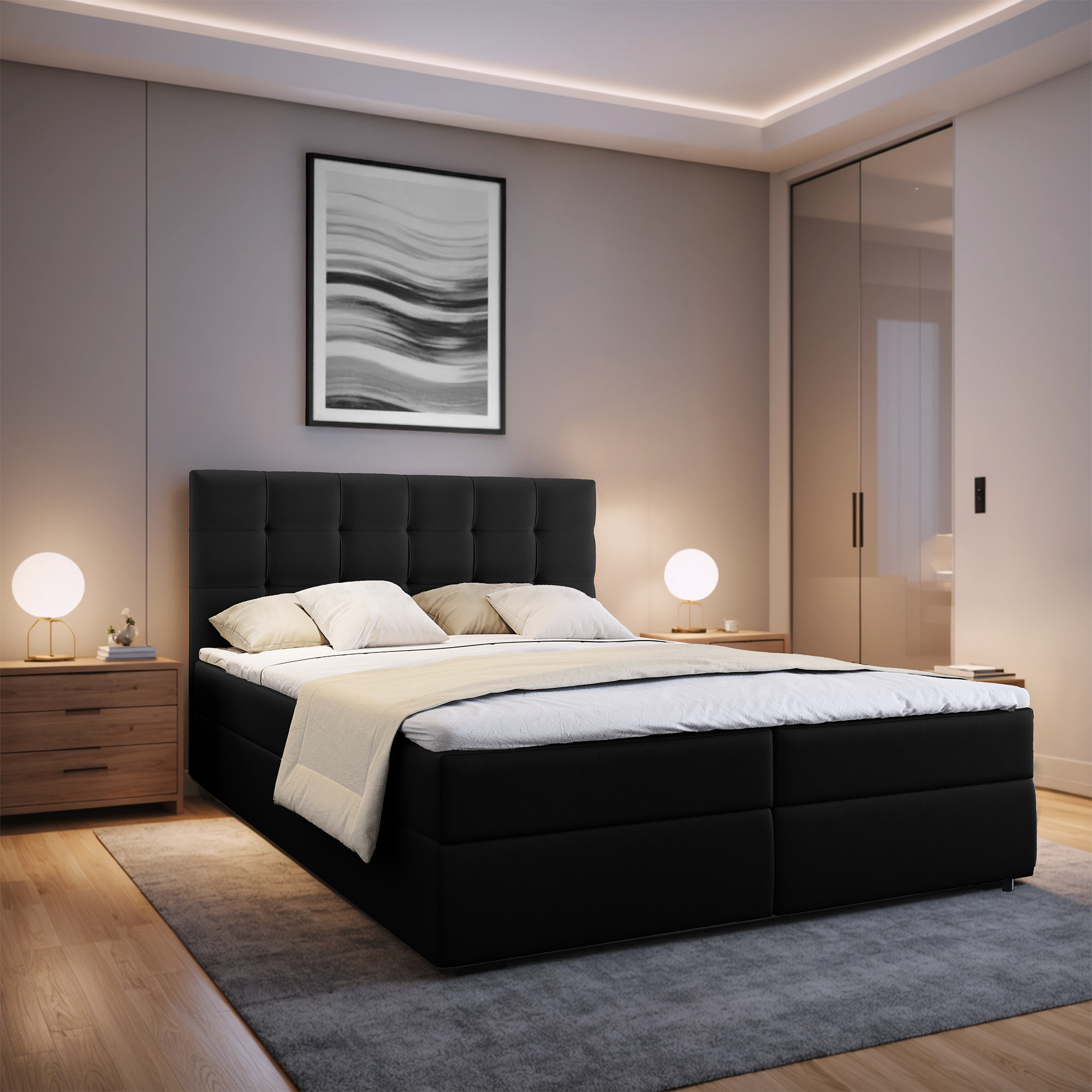 2dekans Opberg Boxspring Bloss 180 x 200 Zwart [Schade binnenkant opbergruimte]