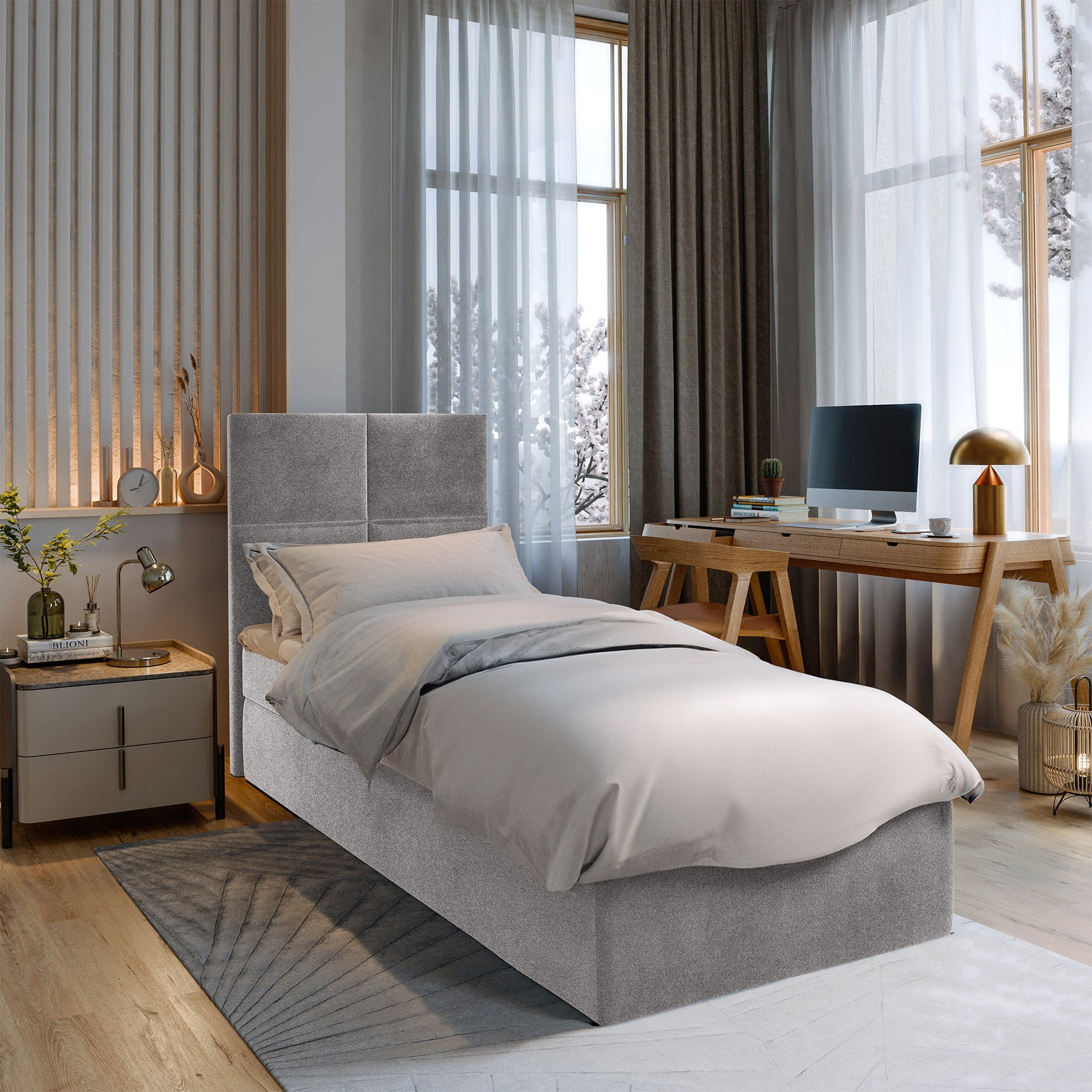 OP=OP Opberg Boxspring Levi 80 x 200 Zwart