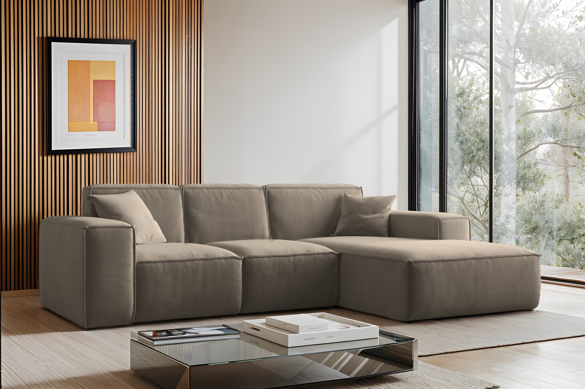 Loungebank Santiago – Linker of Rechter loungegedeelte – Ruime keuze in stoffen en kleuren