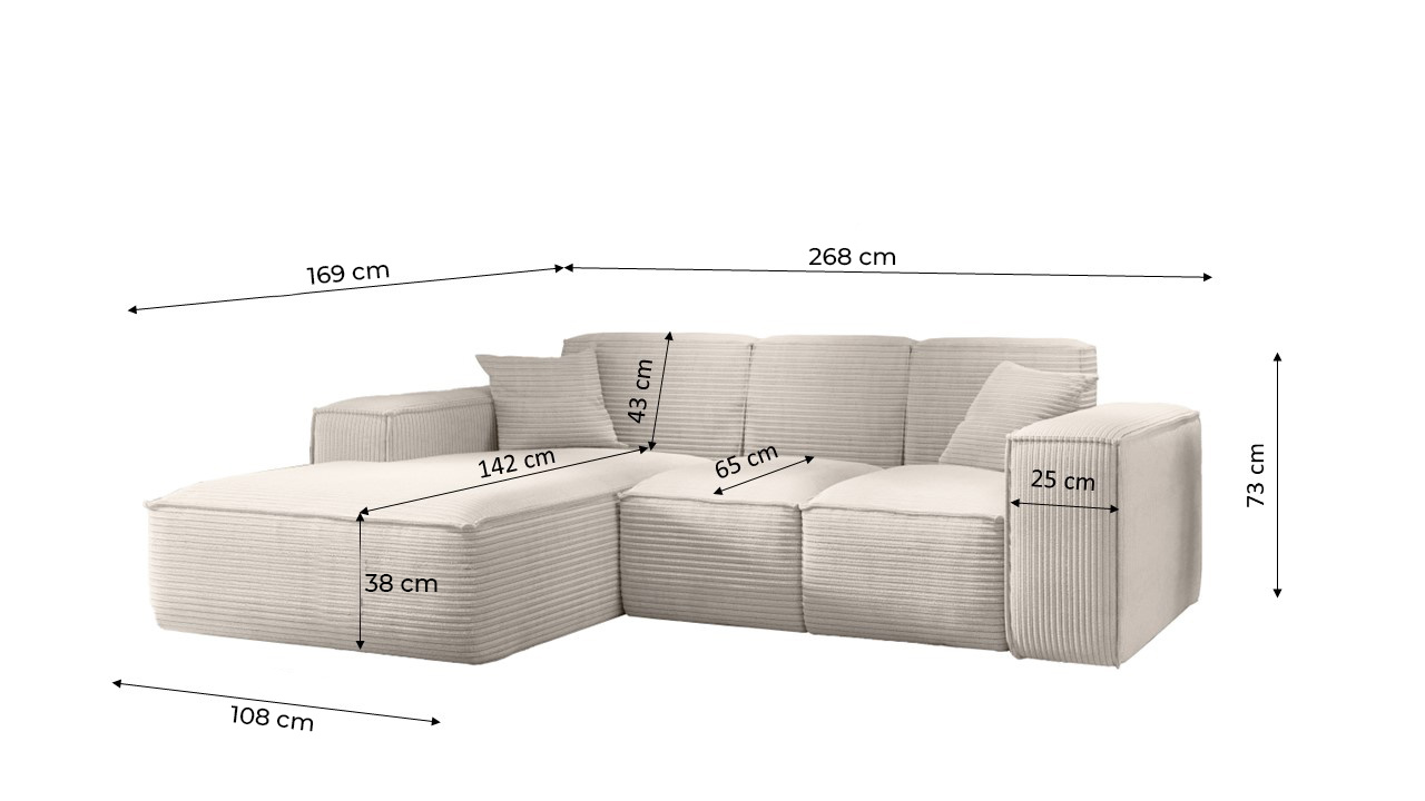 Loungebank Santiago – Linker of Rechter loungegedeelte – Ruime keuze in stoffen en kleuren