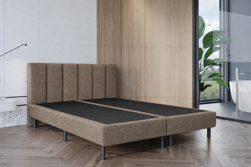 OP=OP Boxspring Monza Zonder Matras - 200 x 220 Donkerbeige - 30 cm Pocketboxen