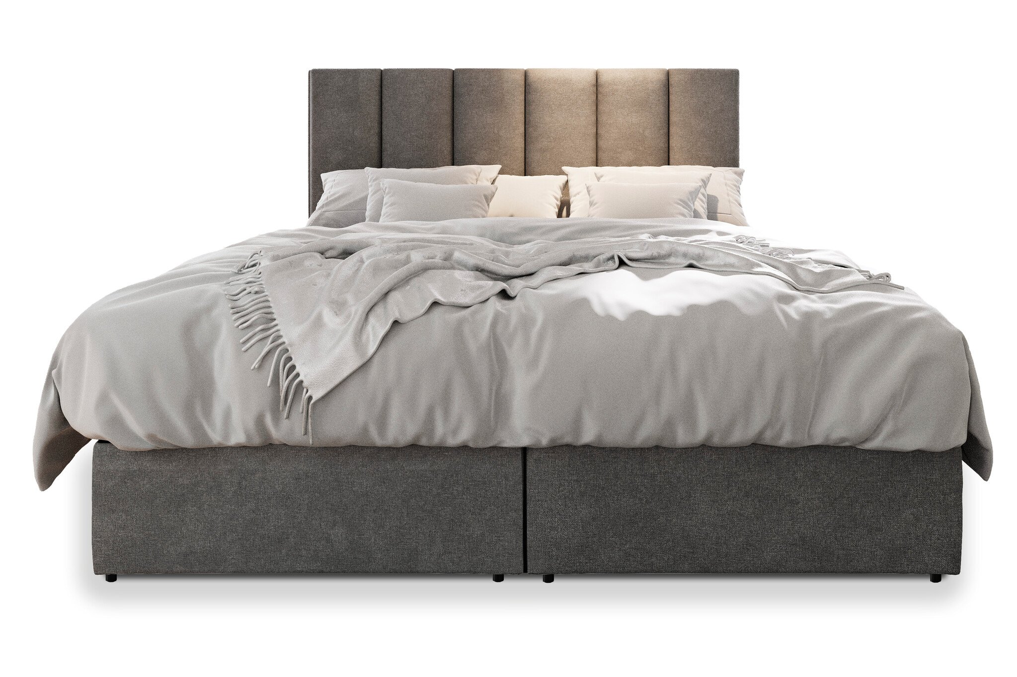 OP=OP Vaste Boxspring Monza 180 x 220 Donkerbeige - Incl. Pocketvering