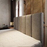 OP=OP Vaste Boxspring Monza 180 x 220 Donkerbeige - Incl. Pocketvering