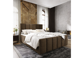 OP=OP Vaste Boxspring Monza 200 x 220 Suede Taupe - Incl. Voetbord + Pocketvering