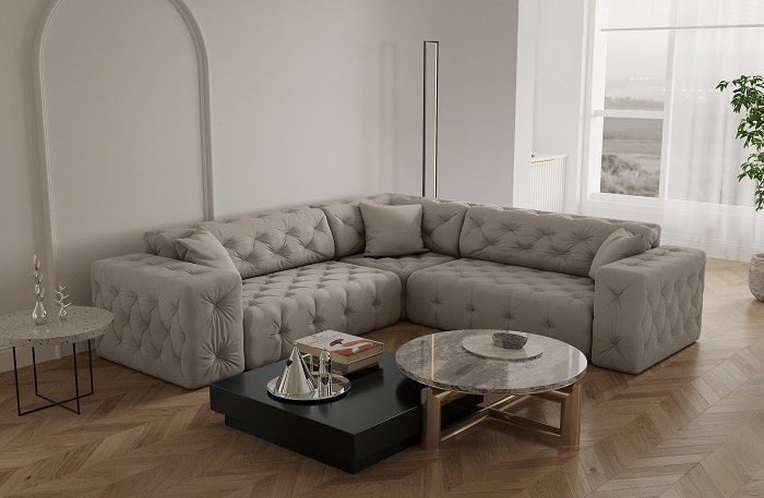 Hoekbank Malibu– Universele opstelling – Ruime keuze in stoffen en kleuren