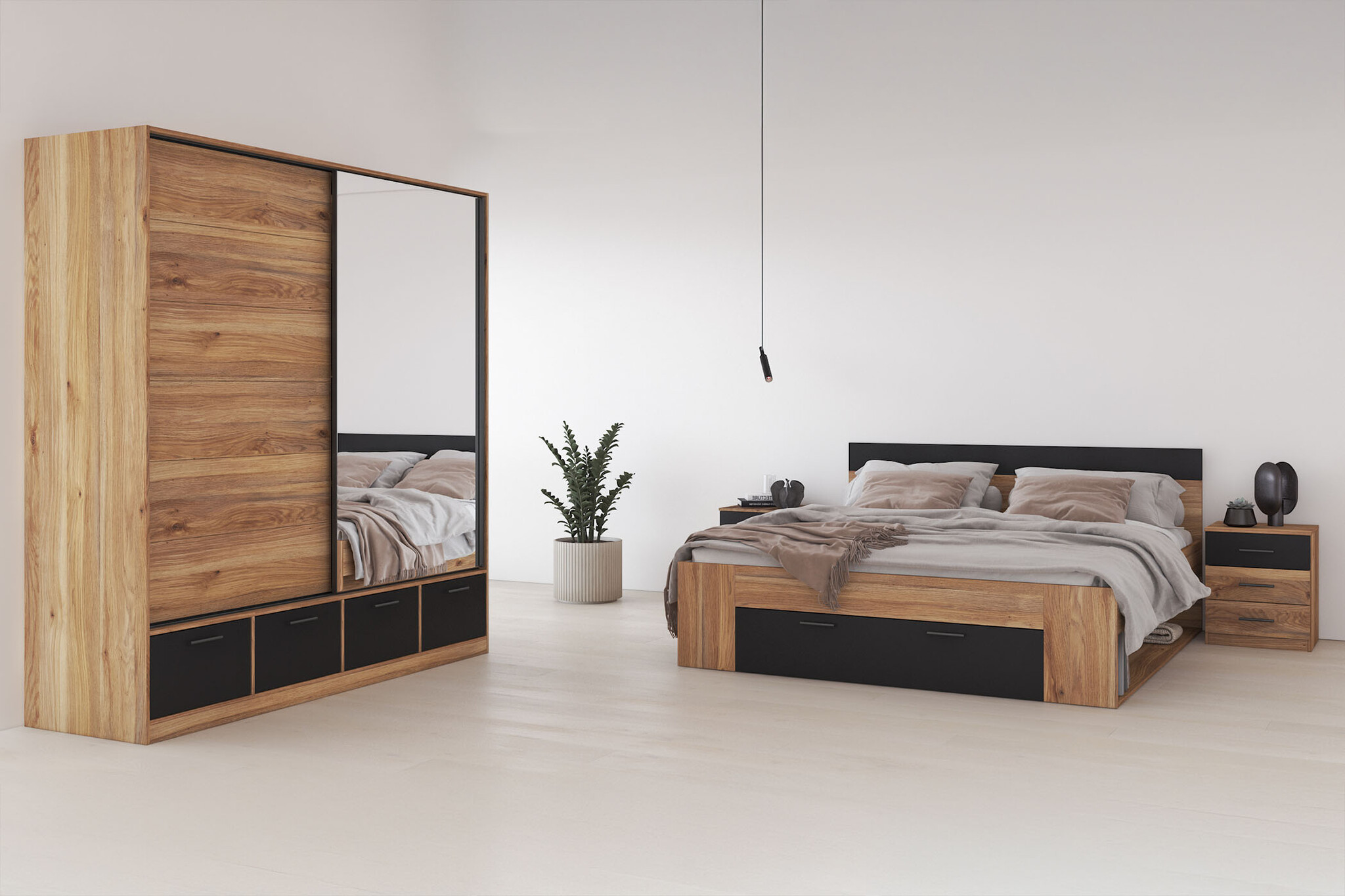 OP=OP Houten Bed met Lade Bern - 160 x 200 Naturel