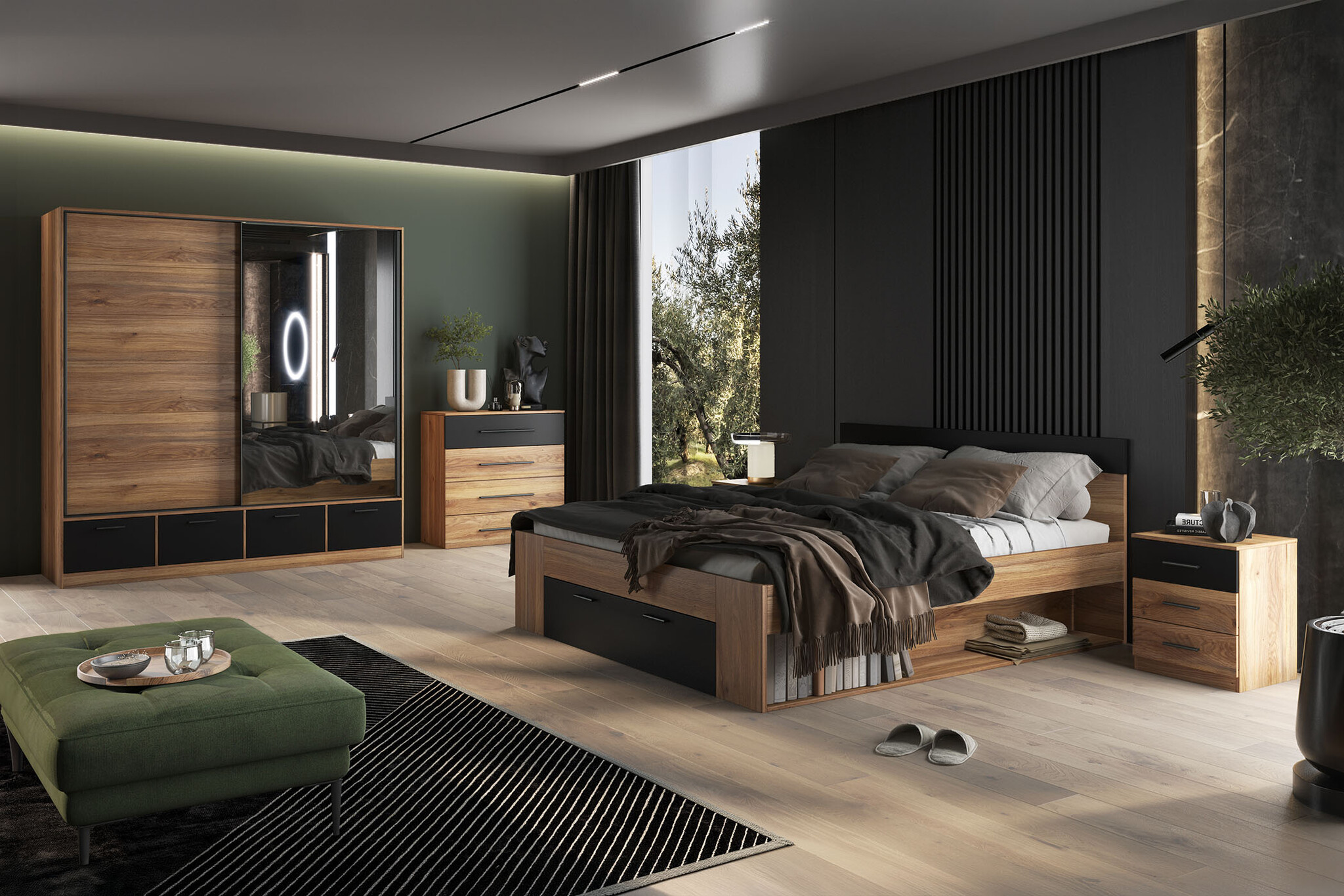 OP=OP Houten Bed met Lade Bern - 160 x 200 Naturel