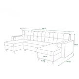 2dekans Slaapbank met opbergruimte Mick | U-bank - Antraciet (Niet in originele verpakking)