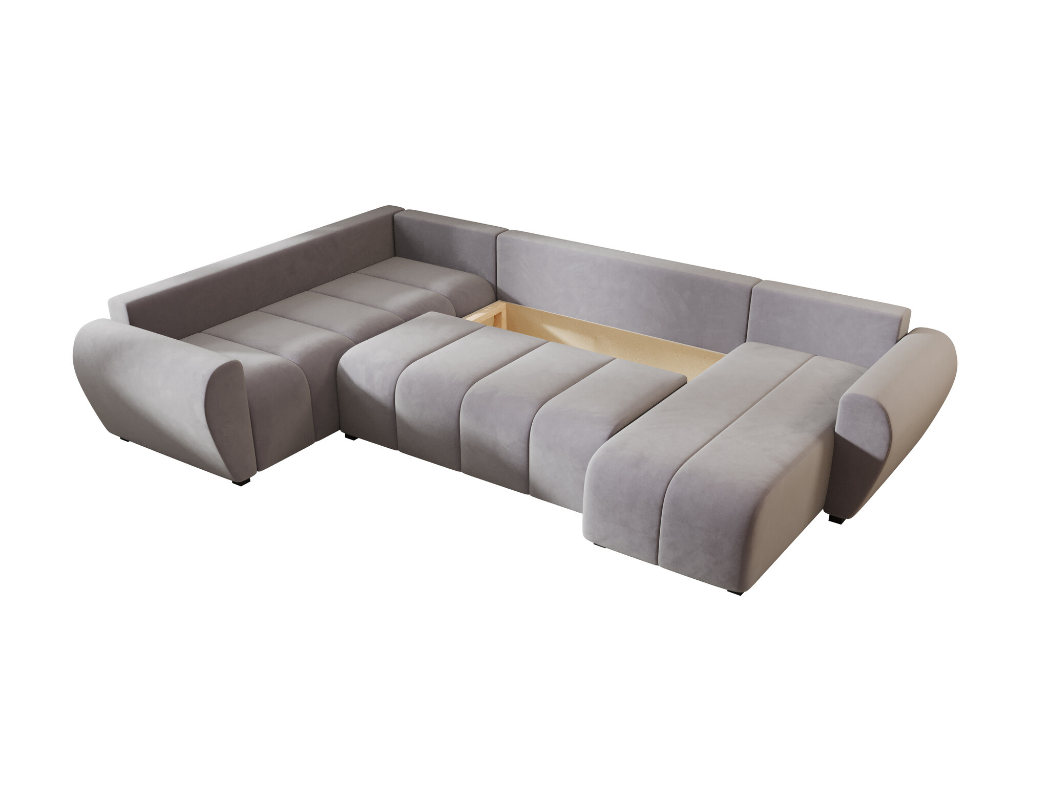 OP=OP Slaapbank met opbergruimte Max | U-bank XL | Rechts | Suede Antraciet