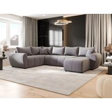 OP=OP Slaapbank met opbergruimte Max | U-bank XL | Rechts | Suede Antraciet