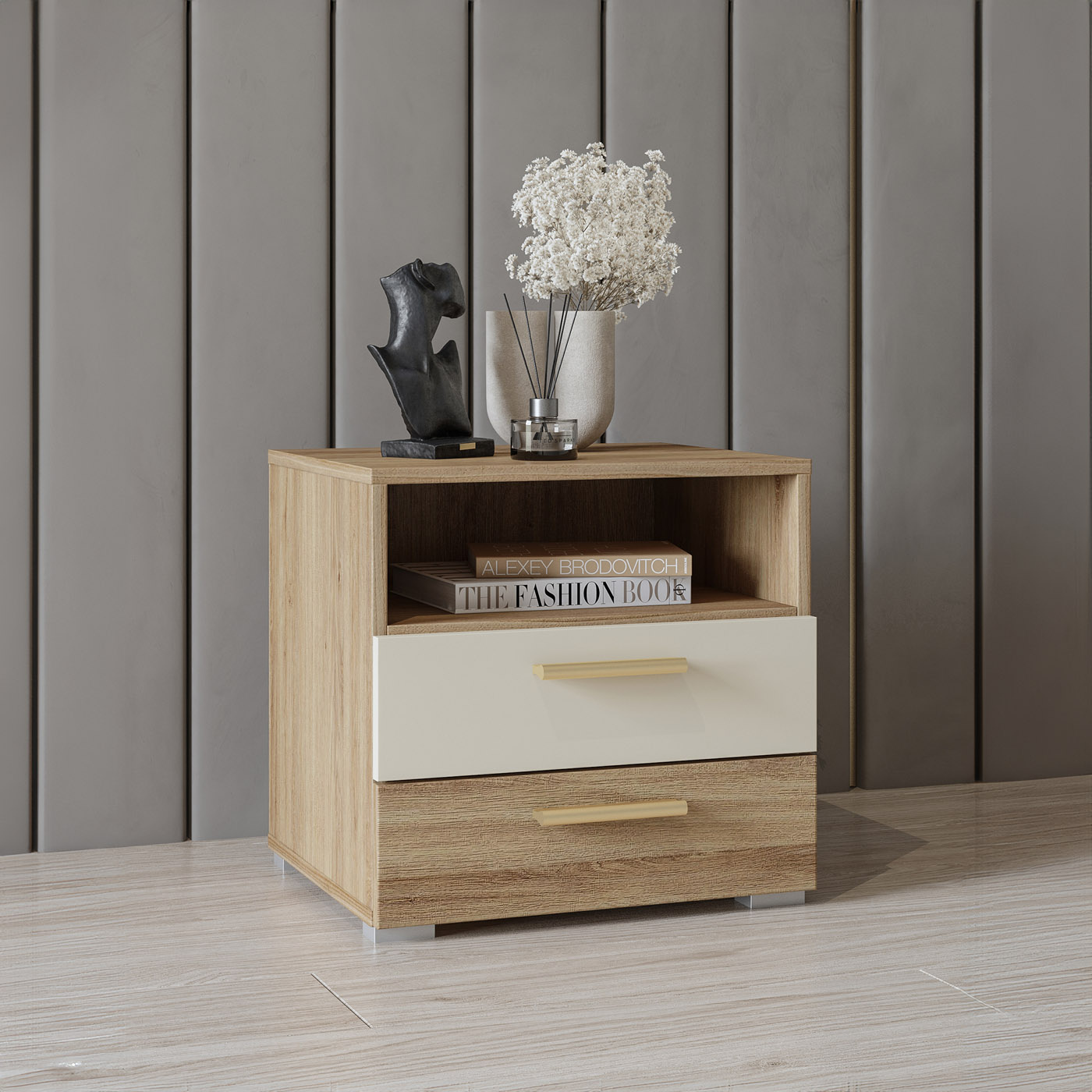 OP=OP Nachtkastje met Lades Verdal - Eiken