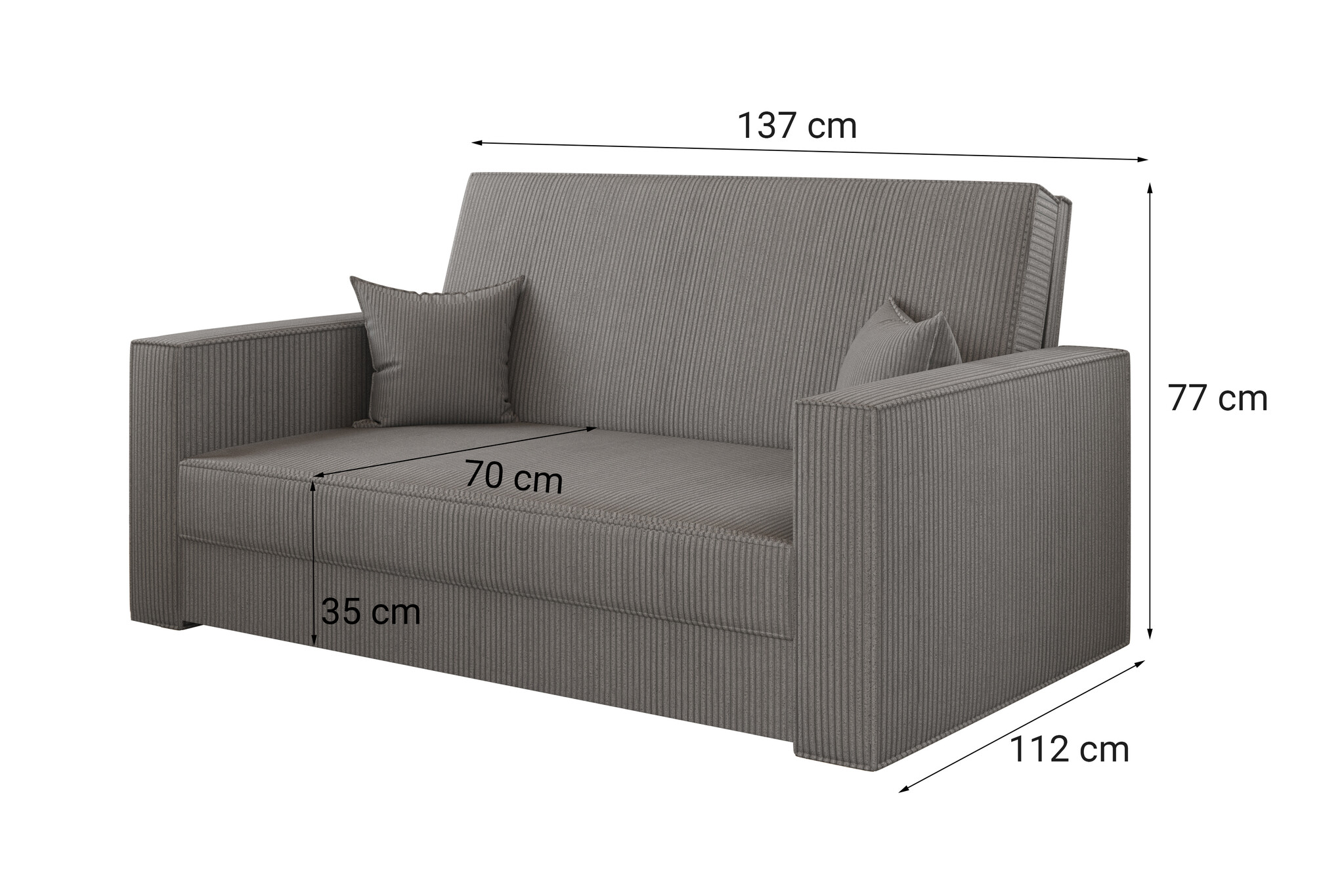 Slaapbank met Opbergruimte Athos | Zitbank B 137 cm