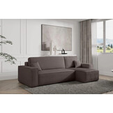 2dekans Hoekbank Karlo Ribstof Taupe - Universeel - Slaapbank met opbergruimte [Niet in originele verpakking]