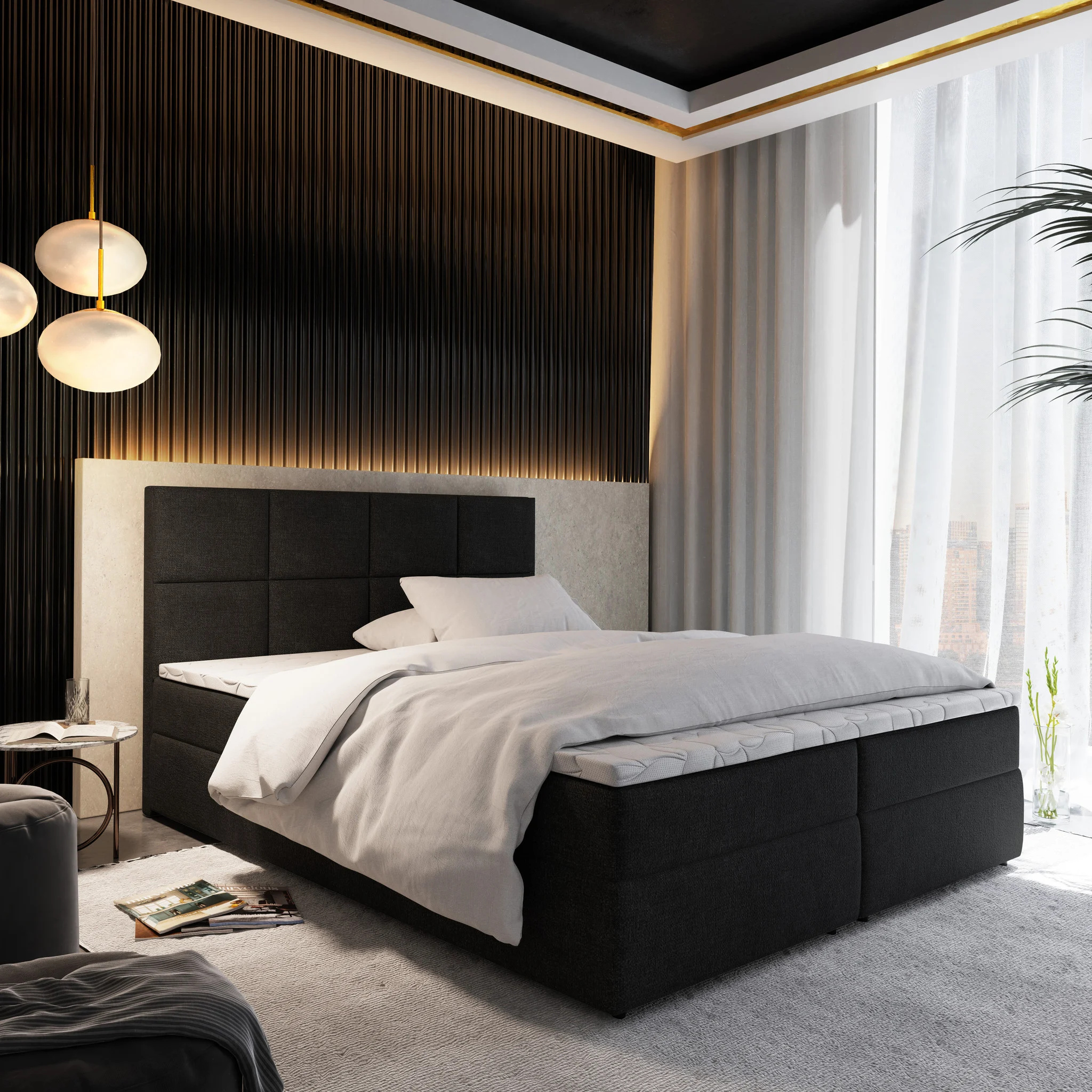 2dekans Vaste Boxspring Levi 160 x 200 Zwart (Niet in originele verpakking - Kans op schade)