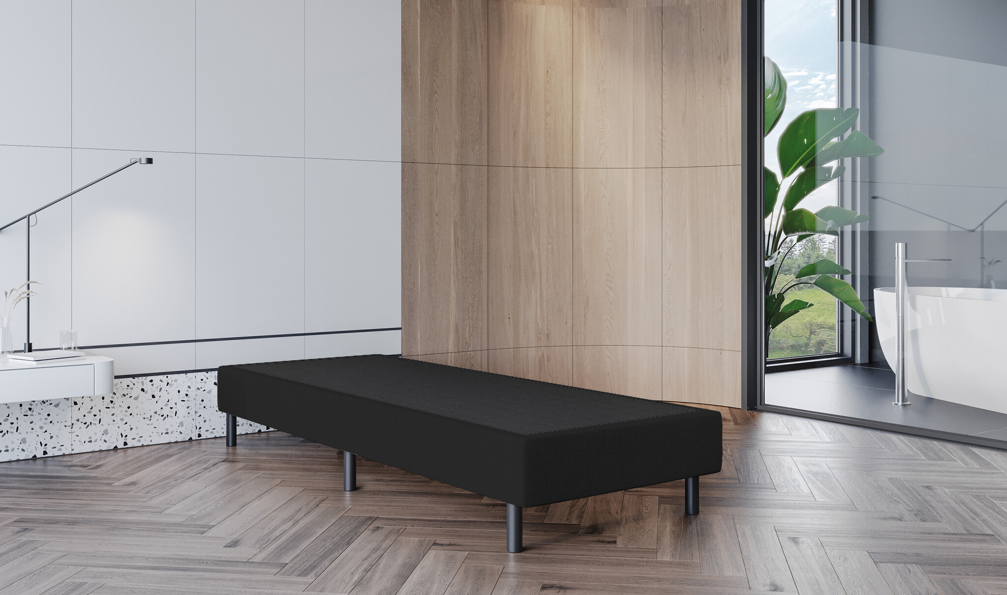 2dekans Harde Box Zonder Matras 90 x 200 Zwart - (Gat in bovenkant box)