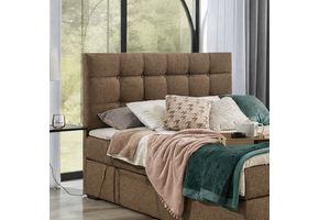 OP=OP Vaste Boxspring Dubai - 160 x 200 Donkerbeige - Incl. Dubai Voetbord + Pocketveringmatras