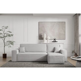 OP=OP Slaapbank Karlo - Ribstof Grijs - L-Hoekbank 3-zits met opbergruimte - Universeel