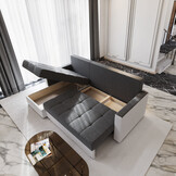 OP=OP Hoekbank Kos Velvet Roze - Universeel - Slaapbank met opbergruimte