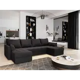 OP=OP U-bank Kos Zwart - Universeel - Slaapbank met opbergruimte