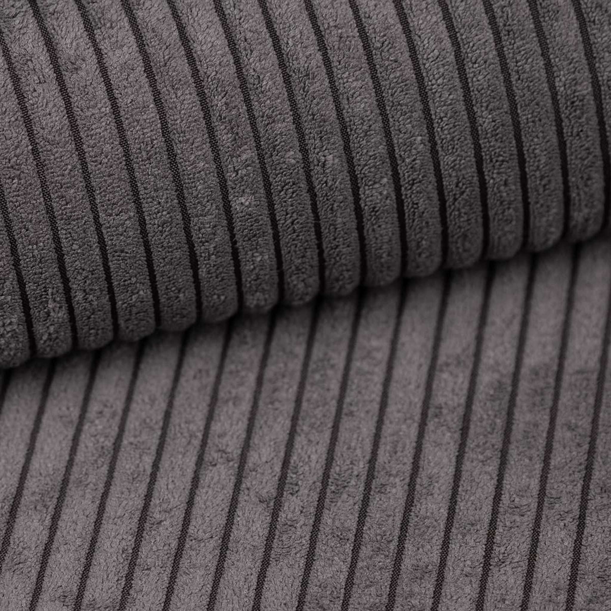 OP=OP Hoekbank Karlo XL Ribstof Antraciet/Bruin - Slaapbank met opbergruimte