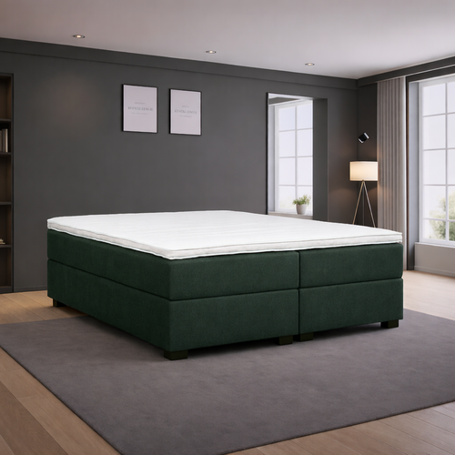OP=OP Opberg boxspring - 160 x 200 Velvet Groen - Zonder Hoofdbord