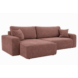 OP=OP Hoekbank Pim XL -Ribstof Warm Oud Roze - Universeel - Slaapbank met opbergruimte