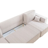 2dekans U-bank Karlo - Ribstof Beige - Slaapbank met opbergruimte -  4 zits (Niet in originele verpakking)