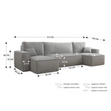 2dekans U-bank Karlo - Ribstof Beige - Slaapbank met opbergruimte -  4 zits (Niet in originele verpakking)