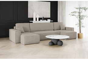 2dekans U-bank Karlo - Ribstof Beige - Slaapbank met opbergruimte -  4 zits (Niet in originele verpakking)