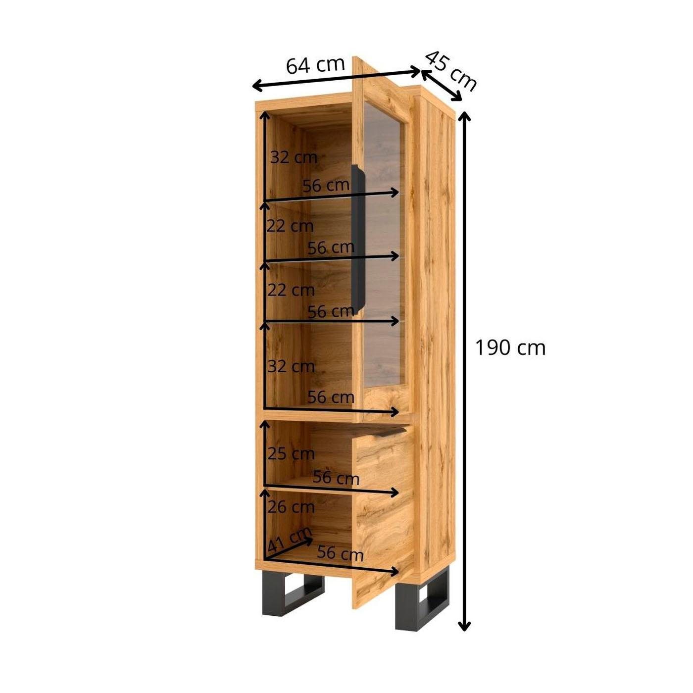Vitrinekast Halmstad - 2-deurs - Wotan Eiken