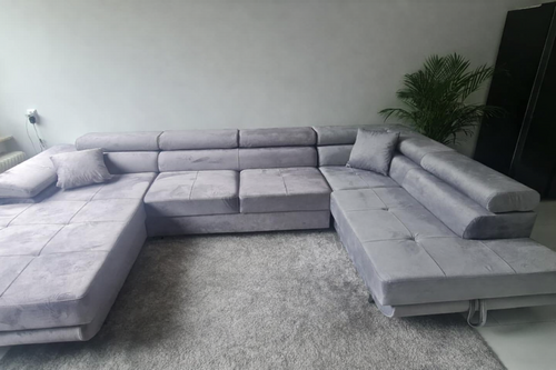 2dekans Slaapbank met opbergruimte Sem | 2 Kleurig Velvet ! | U-bank XL Rechts | Niet in originele verpakking - kans op schade