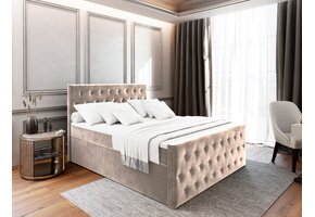 2dekans Opberg Boxspring Fluweel Fondi - incl voetbord |160 x 200 Ecru |  Diverse Schade  - Niet in originele verpakking - kans op meer schade