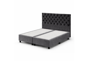 OP=OP Opberg Boxspring zonder Matras Yara | 160 x 200 Velvet Antraciet - 40 cm hoge opslagruimte | 2 verschillende stoffen