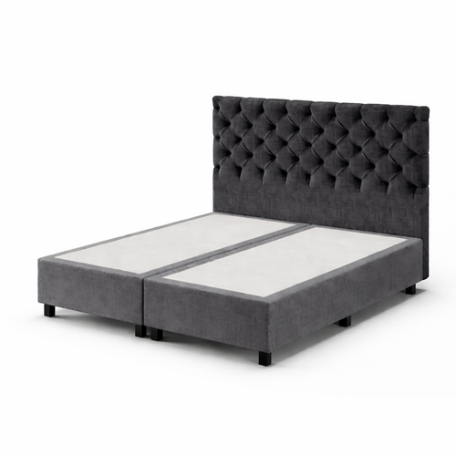OP=OP Opberg Boxspring zonder Matras Yara | 160 x 200 Velvet Antraciet - 40 cm hoge opslagruimte | 2 verschillende stoffen