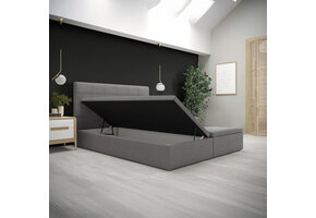OP=OP Opberg Boxspring zonder Matras Yara | 160 x 200 Velvet Antraciet - 40 cm hoge opslagruimte | 2 verschillende stoffen